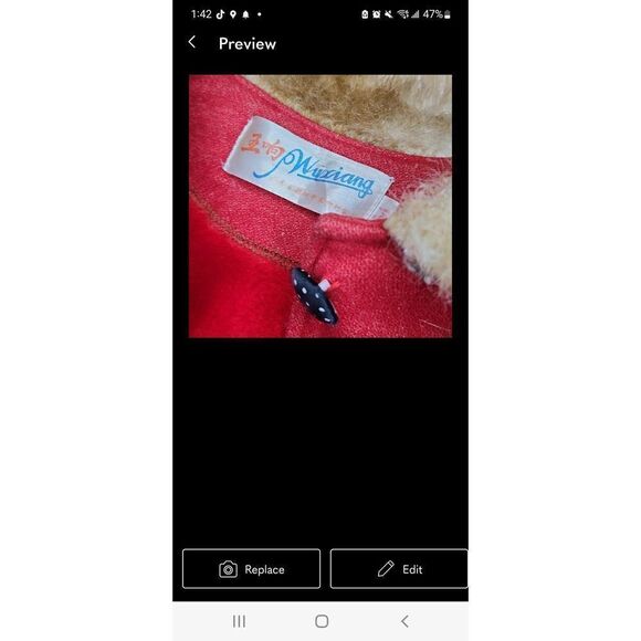 Wool Fur Trim Vintage Red Coat - Picture 4 of 4